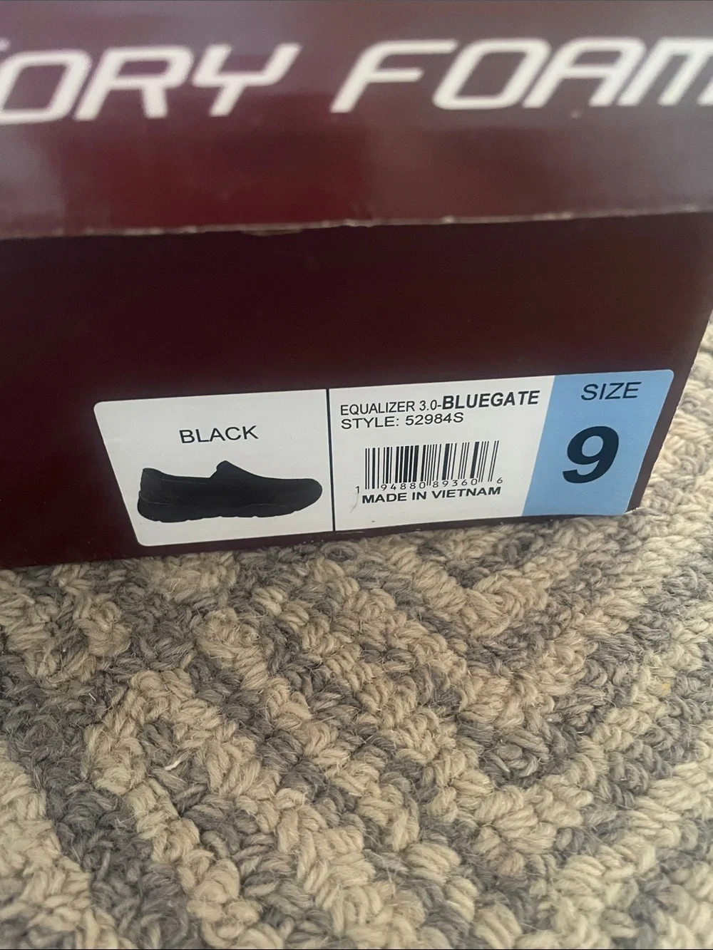 BNIB Skechers Black Slip-On Air cooled Memory Foam footbed loafers, size 9